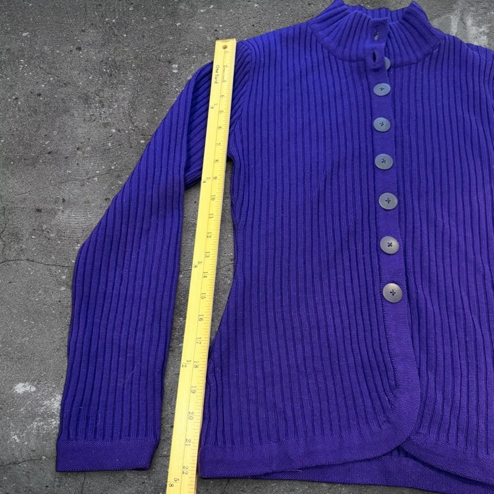 Vintage Neiman Marcus Wool Cardigan Old Money Cinched Waist Sweater - Picture 2 of 5